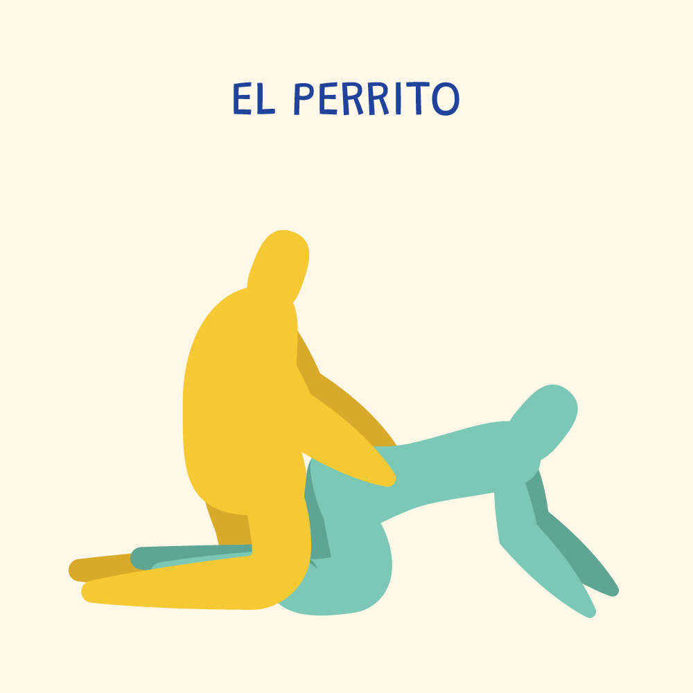 Ilustración pareja probando posiciones sexuales recomendadas para micropene

