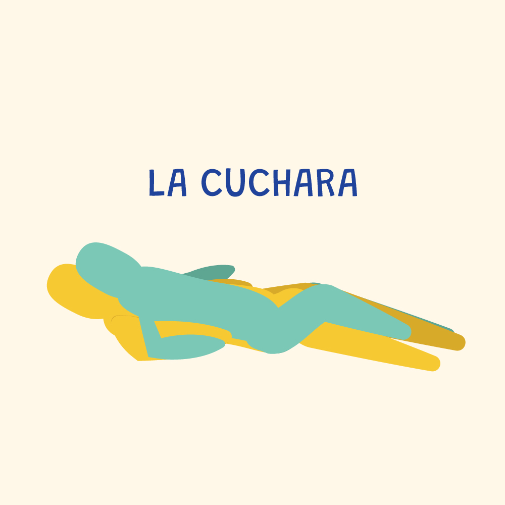 Ilustración pareja probando posiciones sexuales recomendadas para micropene

